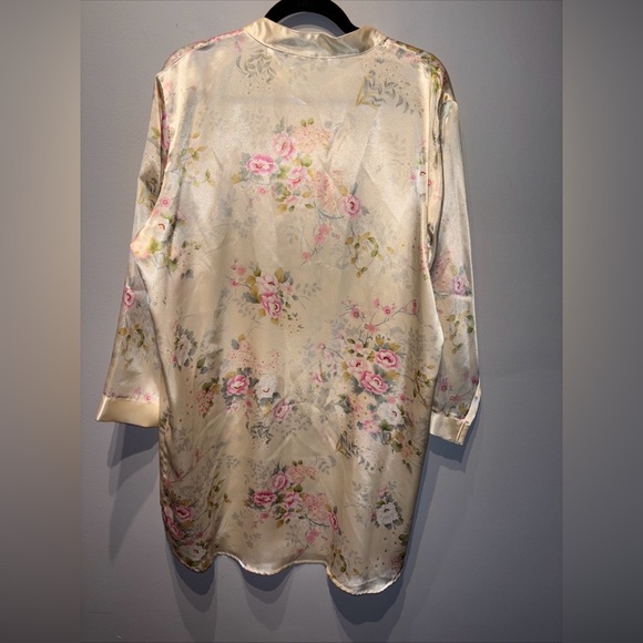 Morgan Taylor Intimates Short Satin Yellow‎ Pastel Floral Nightgown Kimono XL - Picture 2 of 11